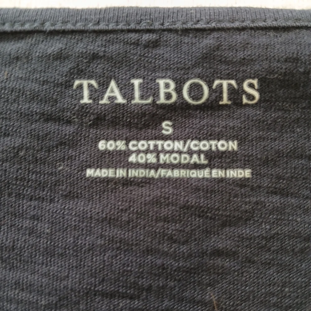 Talbots Size Small Navy Blue Short Sleeve T-shirt Lace Cut Out Shirt - Picture 4 of 9